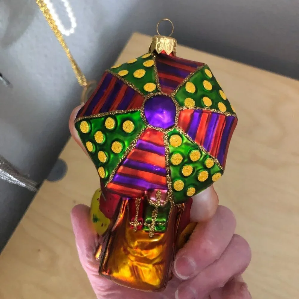 VTG Santa Clause Blown Glass Bathing Beauty Christmas Ornament Beachy Poland 6